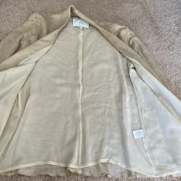 Adam Lippes- Gold Metallic Linen and Silk Cardigan Sweater - Picture 5 of 11